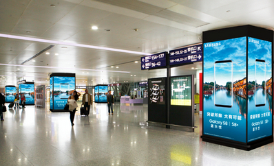 T2國內出發安檢口包柱燈箱套裝廣告