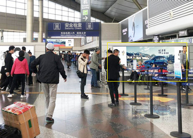 太原機場T2航站樓出發層安檢入口兩側雙面墻面燈箱廣告