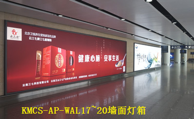昆明機場B1層國內到達西指廊墻面燈箱廣告