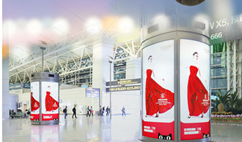 投放廣州白云機場出發區包柱燈箱廣告有什么優勢?