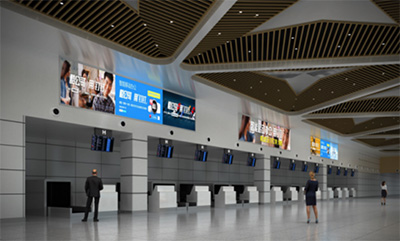 出發值機島燈箱