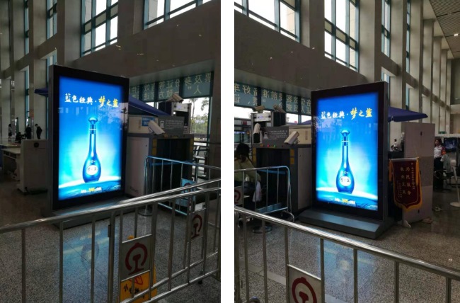 惠州南高鐵站進站安檢閘機口廣告，惠州南站大屏廣告價格