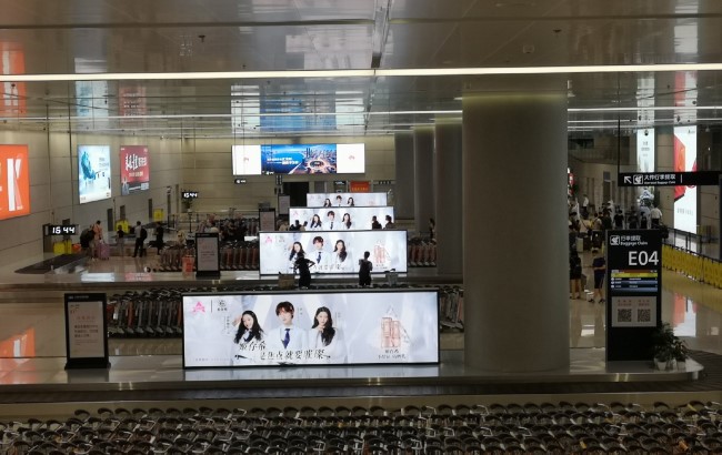 寧波櫟社機場行李轉盤上方LED廣告投放，寧波機場大屏廣告價格