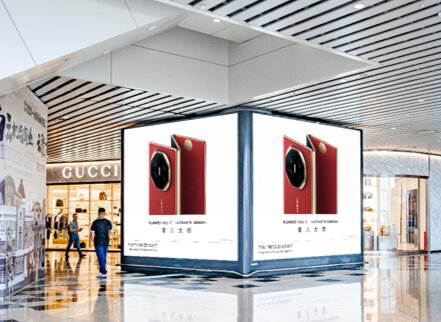 第一戶外傳媒-廣州白云機場-T2國內出發到達混流區包柱燈箱廣告