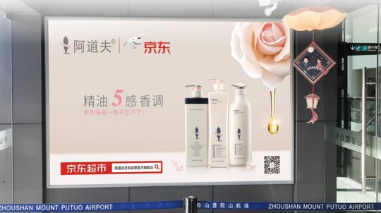 第一戶外傳媒-舟山普陀山機場-國內出發(fā)值機大廳入口看板 