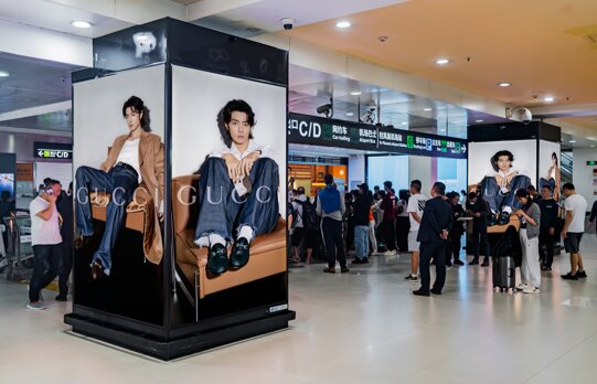 第一戶外傳媒-三亞鳳凰機場T1國內到達行李廳出口包柱燈箱