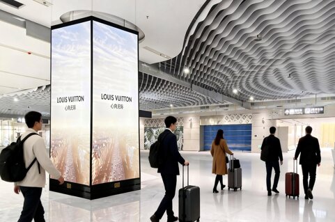 第一戶外傳媒-三亞鳳凰機場T3航站樓一層國內到達迎客大廳包柱燈箱