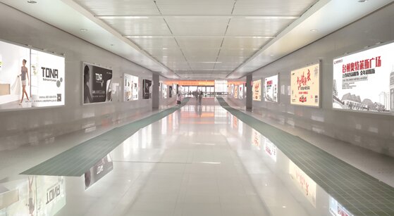 第一戶外傳媒-臺(tái)州西站出站通道兩側(cè)墻面燈箱